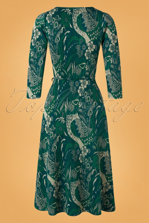 King Louie - Lee Sorini Dress Années 70 en Vert Pin 5