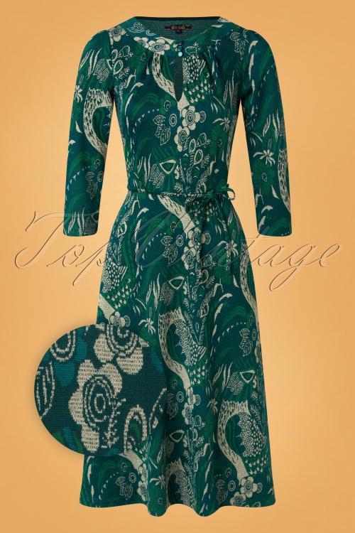 King Louie - Lee Sorini Dress Années 70 en Vert Pin