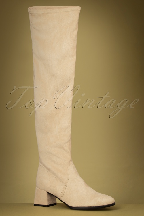 Tamaris - 60s Debra Overknee Boots in Cream