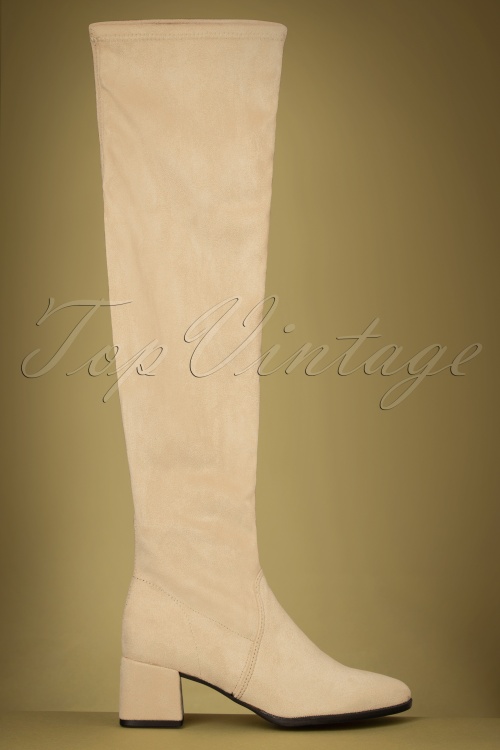 Tamaris - 60s Debra Overknee Boots in Cream 3