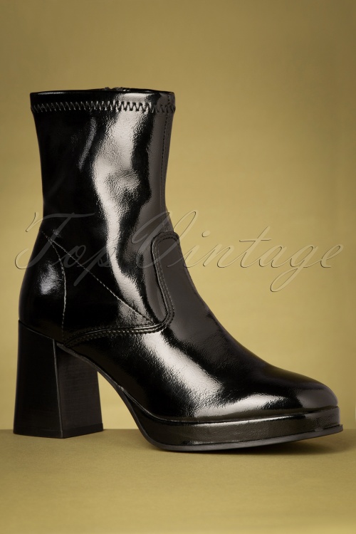 Tamaris - 60s Rhonda Patent Platform Ankle Booties in Black