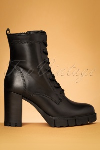 Tamaris - 60s Lorna Lace Up Leather Platform Booties in Black  3
