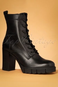 Tamaris - 60s Lorna Lace Up Leather Platform Booties in Black 