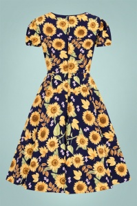 Bunny - Sunflower Swing Dress Années 50 en Bleu Marine 3