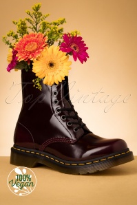 Dr. Martens - 1460 Vegan Oxford Rub Off Ankle Boots in Cherry Red