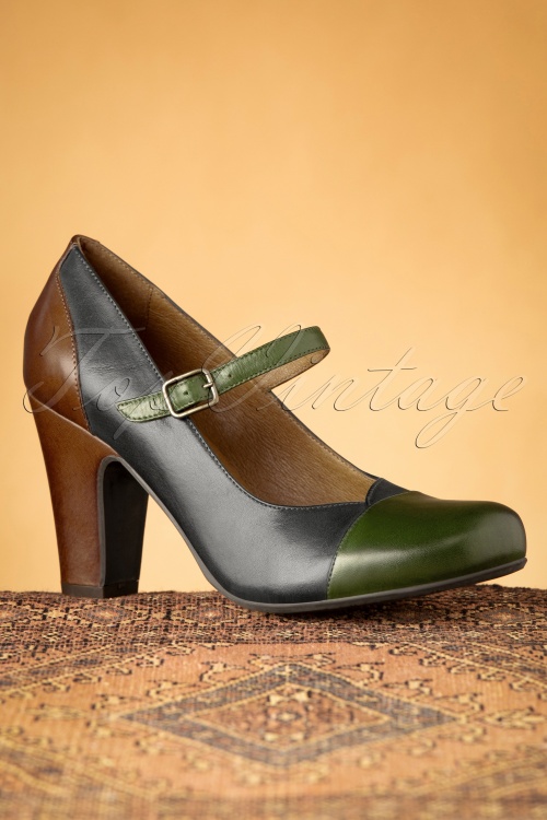 Miz Mooz | 50s Kaine Mary Jane Pumps in Kiwi Ocean and Brandy