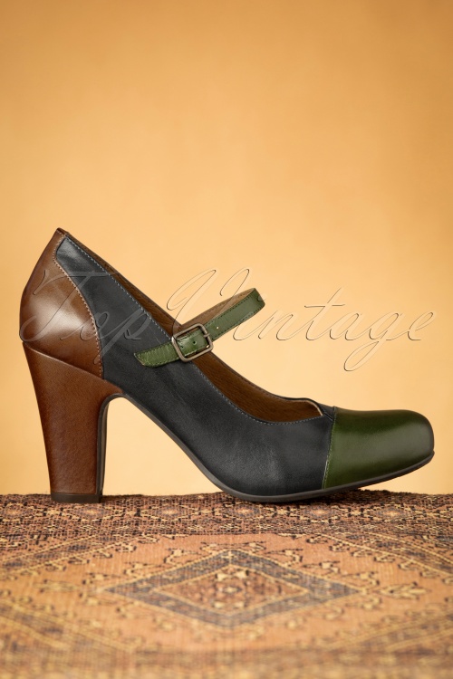 Miz Mooz - Kaine Mary Jane Pumps Années 50 en Kiwi, Océan et Cognac 3