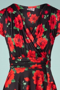 Vintage Chic for Topvintage - Caryl Roses Swing Dress Années 50 en Noir et Rouge 3