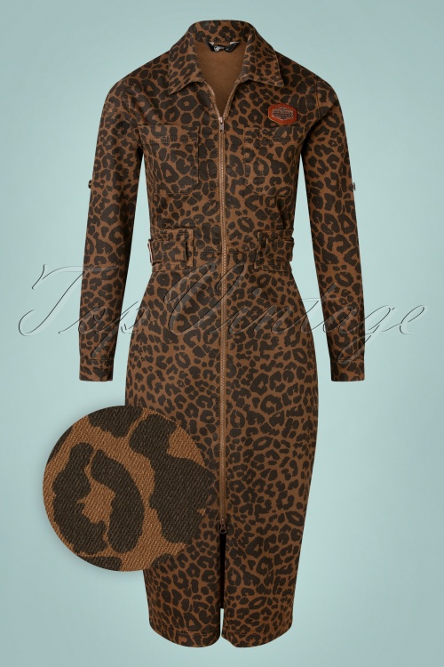 Queen Kerosin - Workwear Bleistiftkleid in Leopard