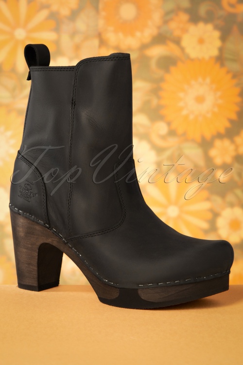 Clumpy's - Brit Leather Ankle Booties Années 70 en Noir