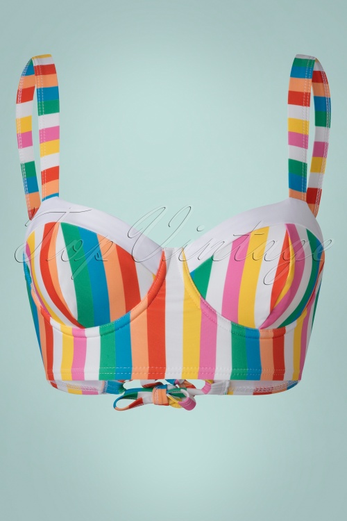 Unique Vintage - Marlene Rainbow Pride Bikini Top Années 50 en Multi 3