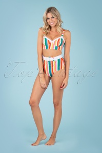 Unique Vintage - 50s Marlene Rainbow Pride Bikini Top in Multi 5