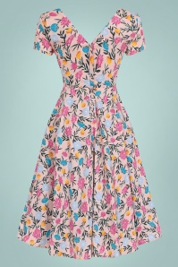 Collectif Clothing - 50s Maria Floral Whimsy Swing Dress in Pink 5