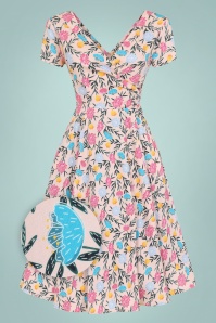 Collectif Clothing - 50s Maria Floral Whimsy Swing Dress in Pink