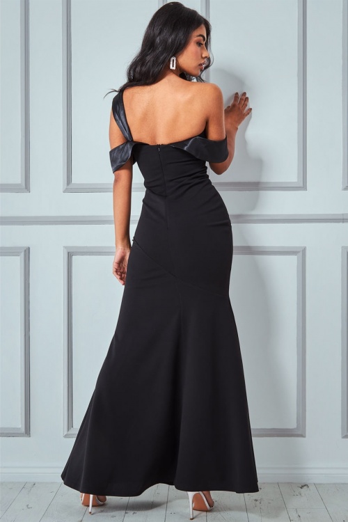 Vintage Chic for Topvintage - Sheila One Shoulder maxi-jurk in zwart 2