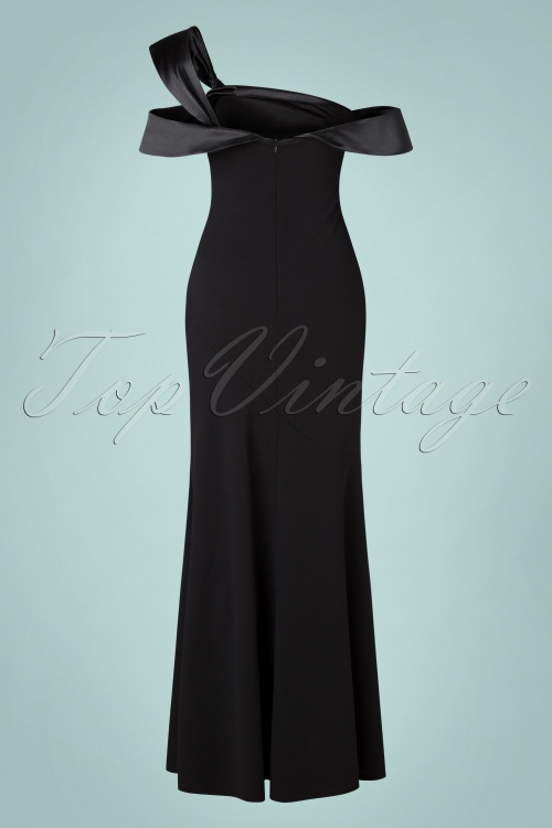 Vintage Chic for Topvintage - Sheila One Shoulder maxi-jurk in zwart 5