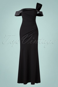 Vintage Chic for Topvintage - Sheila One Shoulder maxi-jurk in zwart 3