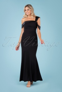 Vintage Chic for Topvintage - Sheila One Shoulder maxi-jurk in zwart 4