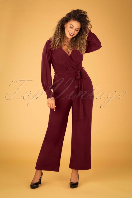 Vintage Chic for Topvintage - Paola Jumpsuit in Wijn Rood 2