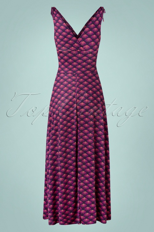Vintage Chic 44165 Maxidress Vneck Violette Lila 07272022 508W