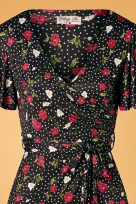 Vintage Chic for Topvintage - Vanity Floral Polkadot Pencil Dress Années 50 en Noir 3