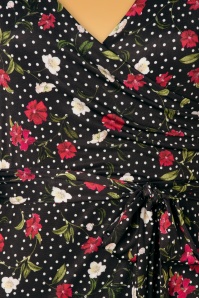 Vintage Chic for Topvintage - Vanity Floral Polkadot Pencil Dress Années 50 en Noir 4