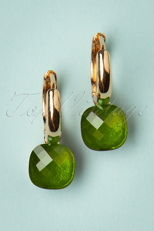 Day&Eve by Go Dutch Label - 50s Eleanor Earrings in Green and Gold
