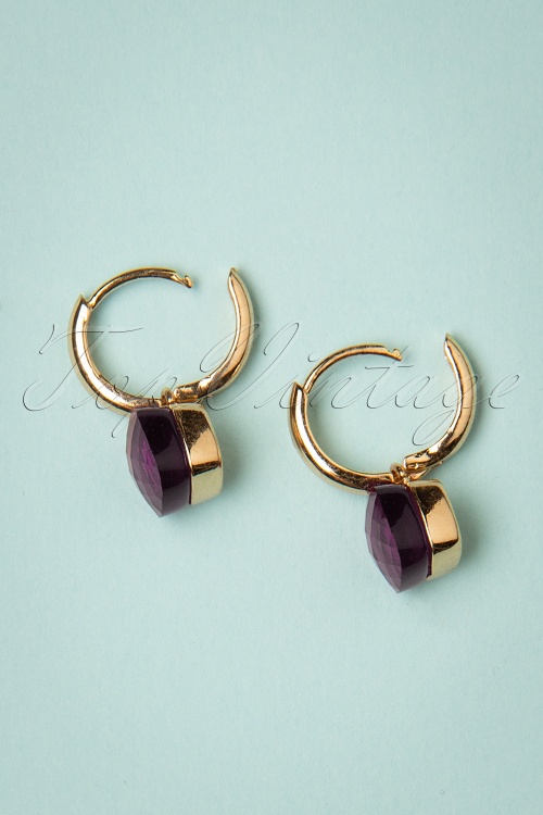Day&Eve by Go Dutch Label - 50s Eleanor Earrings in Violet Purple and Gold 3