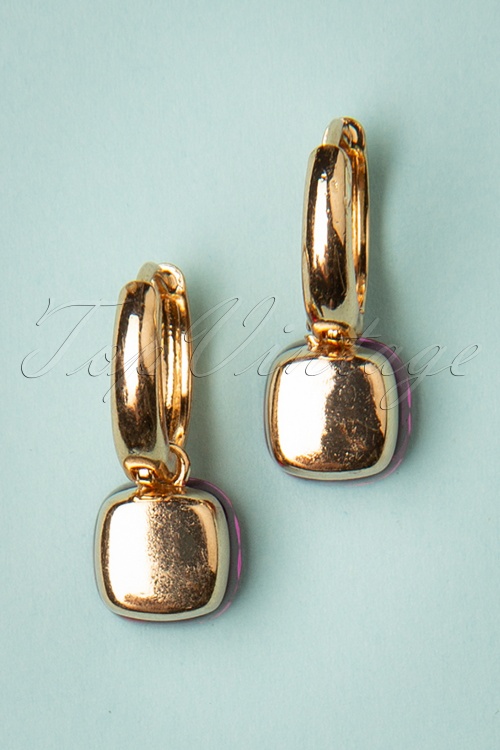 Day&Eve by Go Dutch Label - 50s Eleanor Earrings in Violet Purple and Gold 4