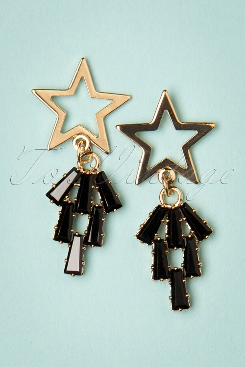 Day&Eve by Go Dutch Label - 50s Starlight Earrings in Black and Gold