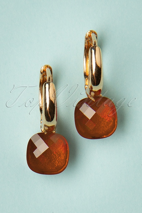 Day&Eve by Go Dutch Label - 50s Eleanor Earrings in Tangerine and Gold
