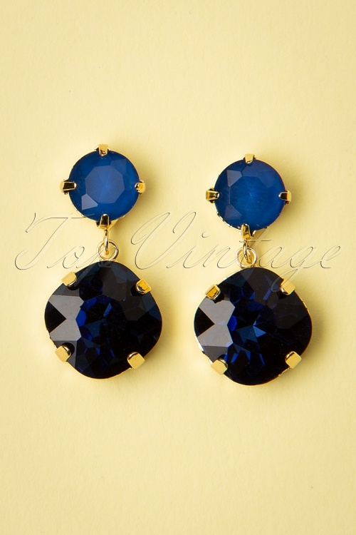Day&Eve by Go Dutch Label - 50s Vernice Diamond Earrings in Blue