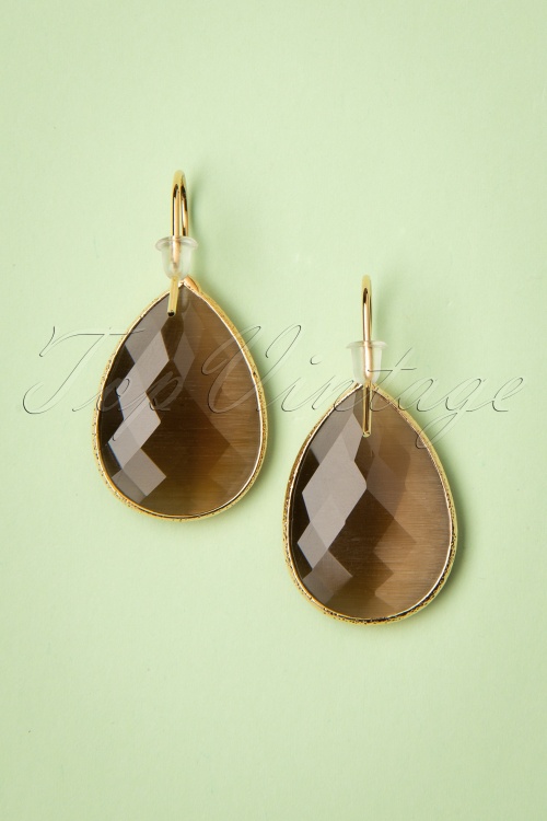Day&Eve by Go Dutch Label - 50s Lavina Stone Drop Earrings in Brown 3