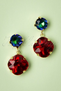 Day&Eve by Go Dutch Label - 50s Vernice Diamond Earrings in Red