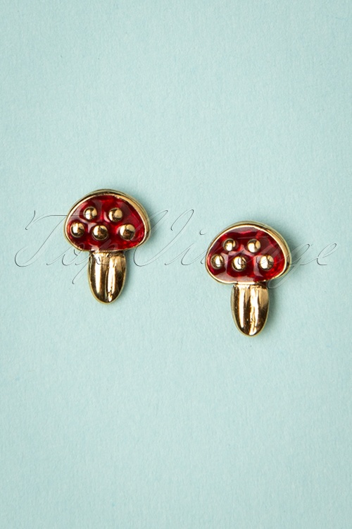 Day&Eve by Go Dutch Label - 60s Mushroom Earstuds in Red