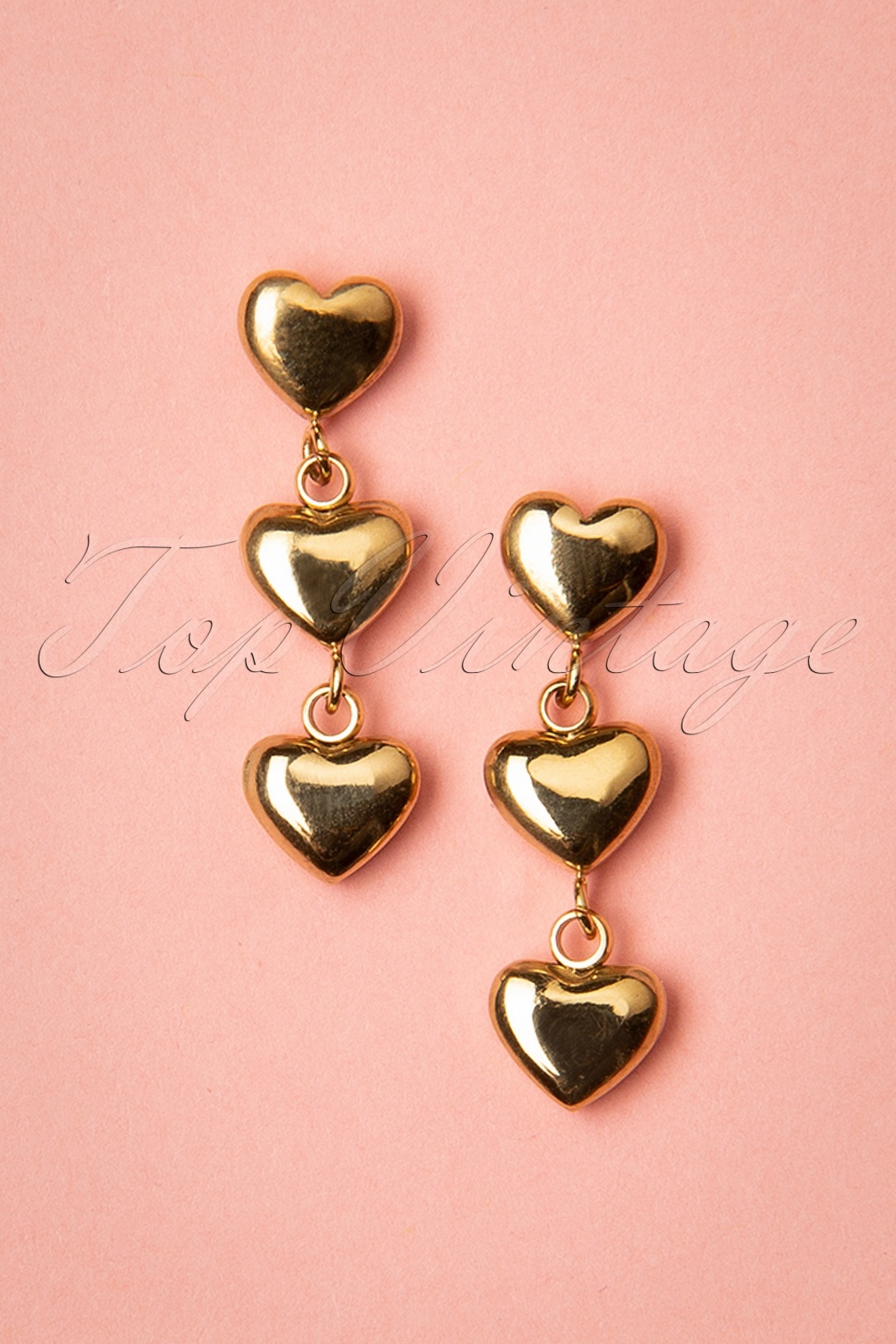 Glamfemme 50s Loving Hearts Earrings In Gold