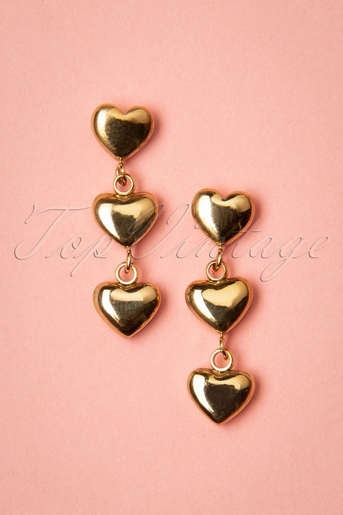Day&Eve by Go Dutch Label - 50s Loving Hearts Earrings in Gold