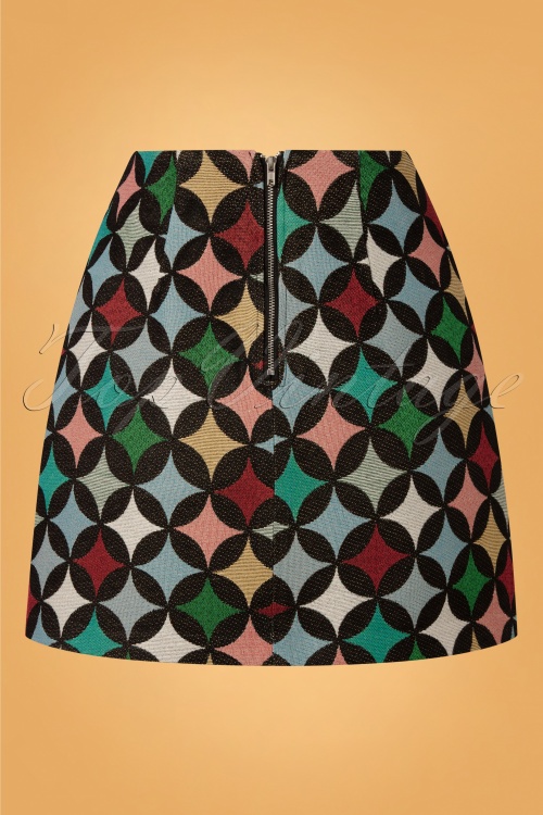Louche - 60s Aubin Circles Jacquard Skirt in Multi 2