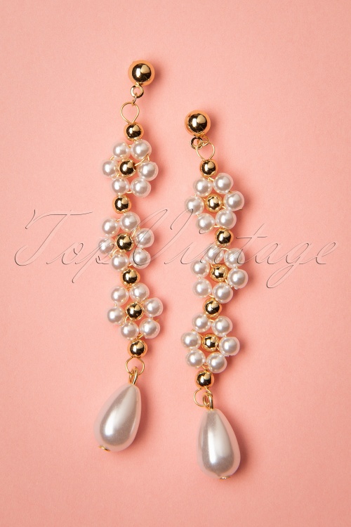 Day&Eve by Go Dutch Label - 50s Flower Pearl Earrings in Gold