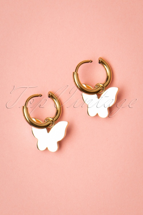 Day&Eve by Go Dutch Label - 50s Butterfly Pearl Earrings in Gold 3