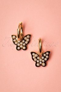 Day&Eve by Go Dutch Label - Butterfly Pearl Earrings Années 50 en Doré