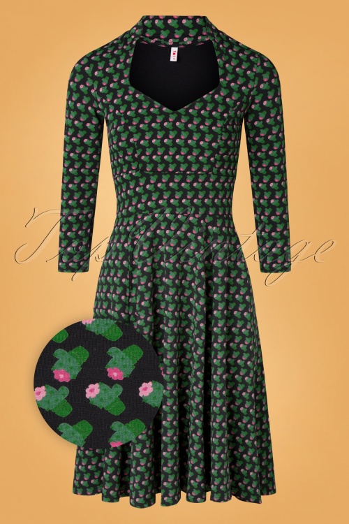 Blutsgeschwister - 60s Miraculous Power Tralala Dress in Tiny Little Cactus Black 2