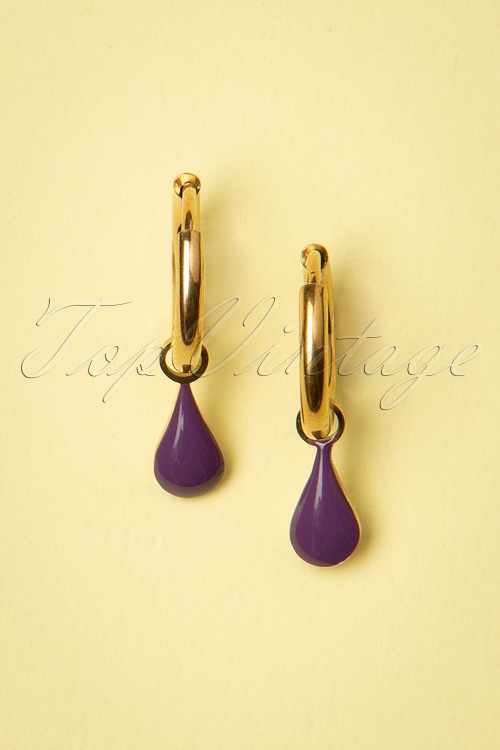 Day&Eve by Go Dutch Label - 50s Dina Earrings in Gold and Purple