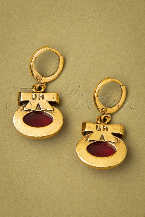 Urban Hippies - Goldplated Sassy Earrings Années 60 en Rouge Rubis 4