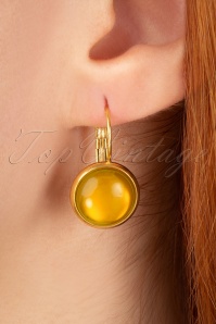 Urban Hippies - Goldplated Dot oorbellen in Golden Amber