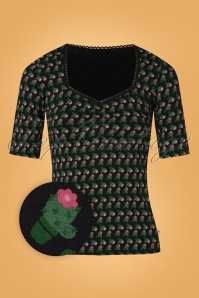 Blutsgeschwister - 60s Let Romance Rule Top in Tiny Little Cactus Black