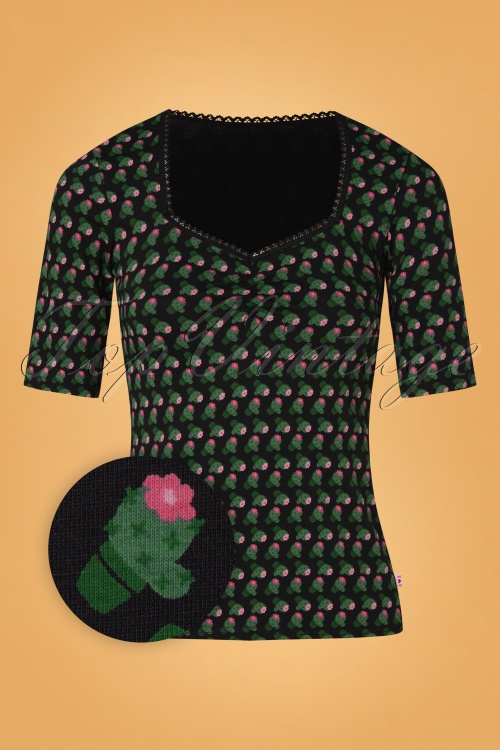 Blutsgeschwister - 60s Let Romance Rule Top in Tiny Little Cactus Black