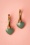 Love Hearts Earrings Années 60 en Doré et Vert Œuf de Canard
