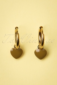 Day&Eve by Go Dutch Label - 60s Love Hearts Earrings in Gold and Brown