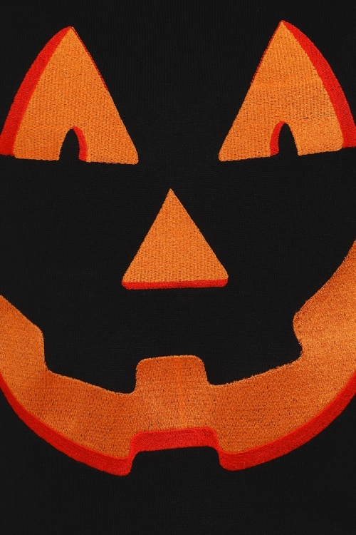 Collectif Clothing - Machi Pumpkin Face Jumper Années 50 en Noir 2
